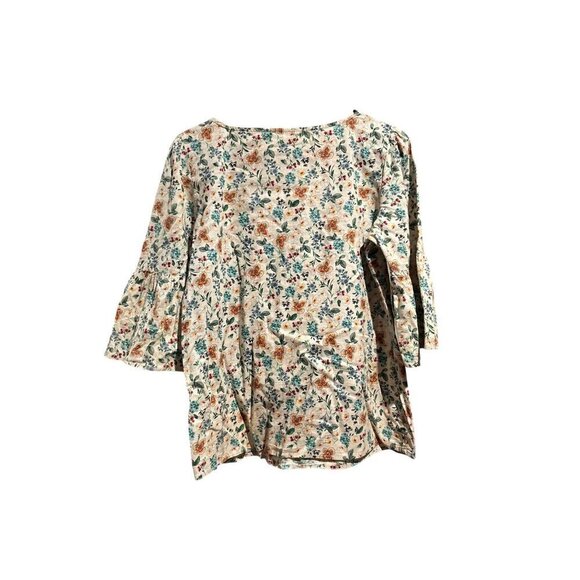 Time and Tru Women's Floral Flare Sleeve Top - Picture 2 of 6